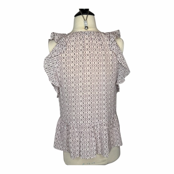 Madewell Silk Lily Ruffle Too 100% Silk Small Tassels Cream Pink Purple Ikat - Picture 10 of 16